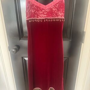 Betsey Johnson Vintage Deep Red Velvet Dress